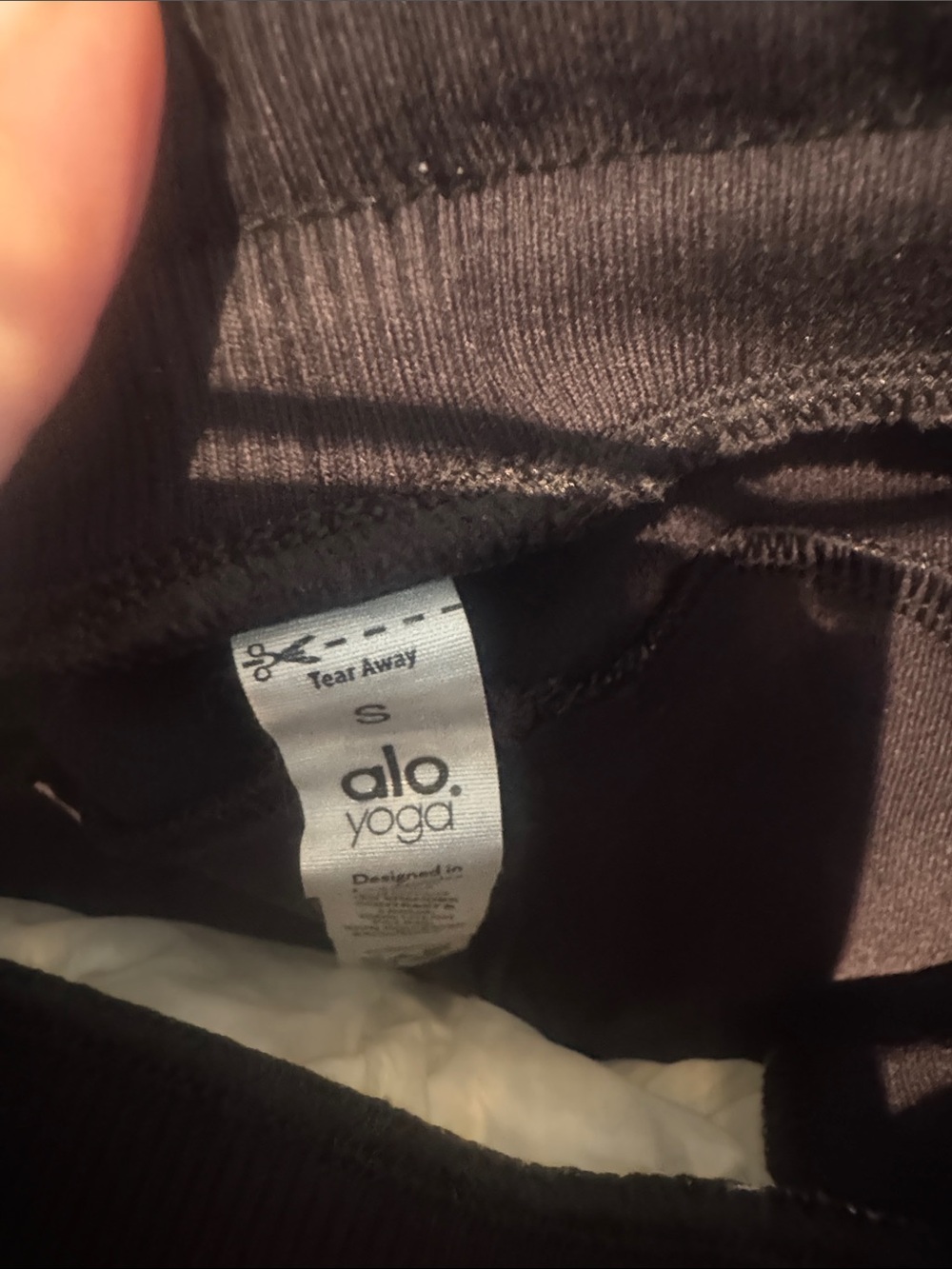 ALO Yoga Quilted White Front Panel Black Side Joggers - Picture 3 of 4